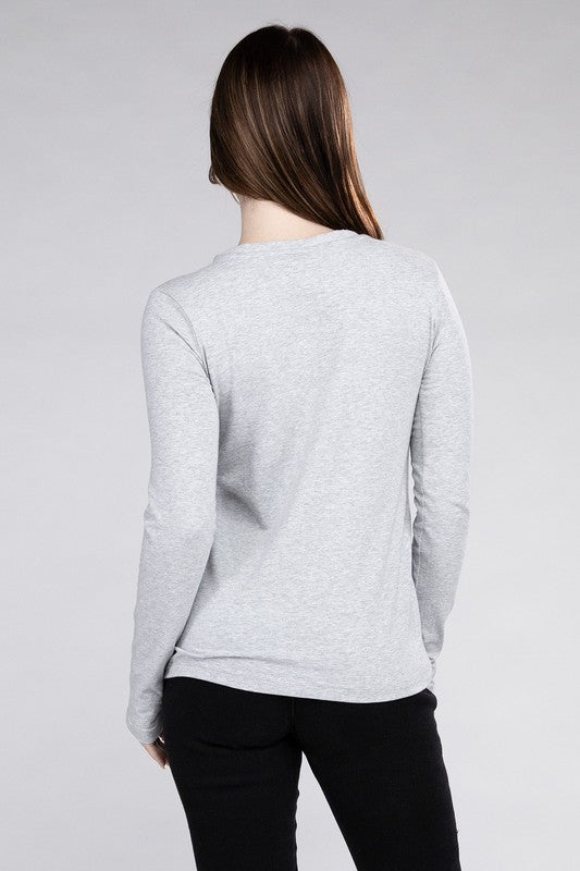 Cotton Crew Neck Long Sleeve T-Shirt