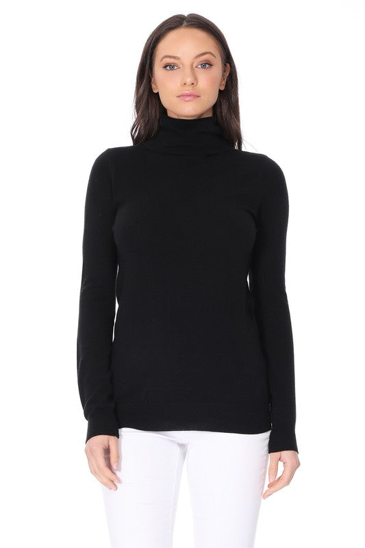 Turtleneck Spandex Stretch Pullover Sweater