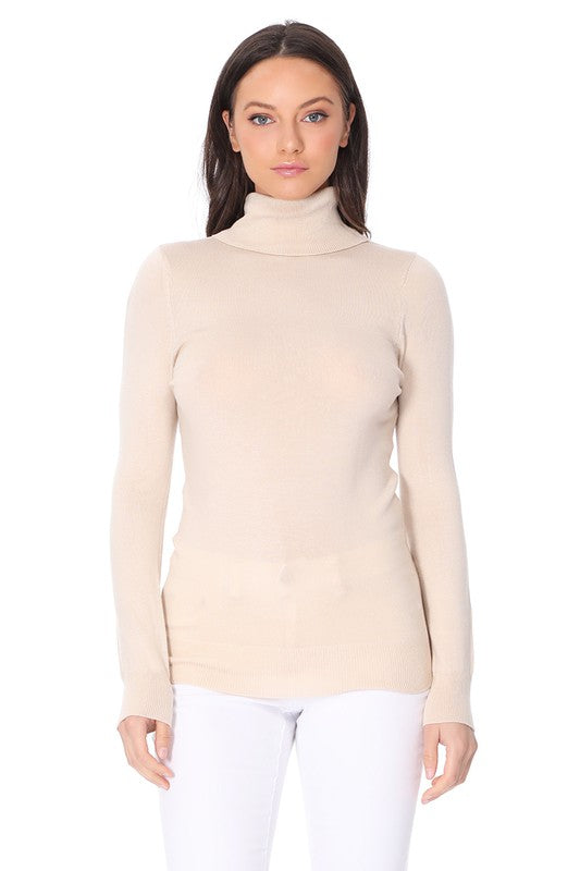 Turtleneck Spandex Stretch Pullover Sweater