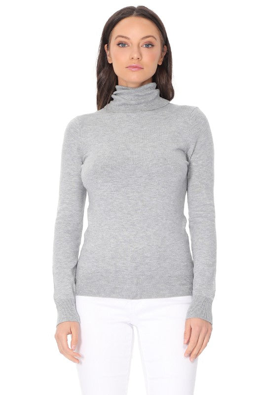 Turtleneck Spandex Stretch Pullover Sweater