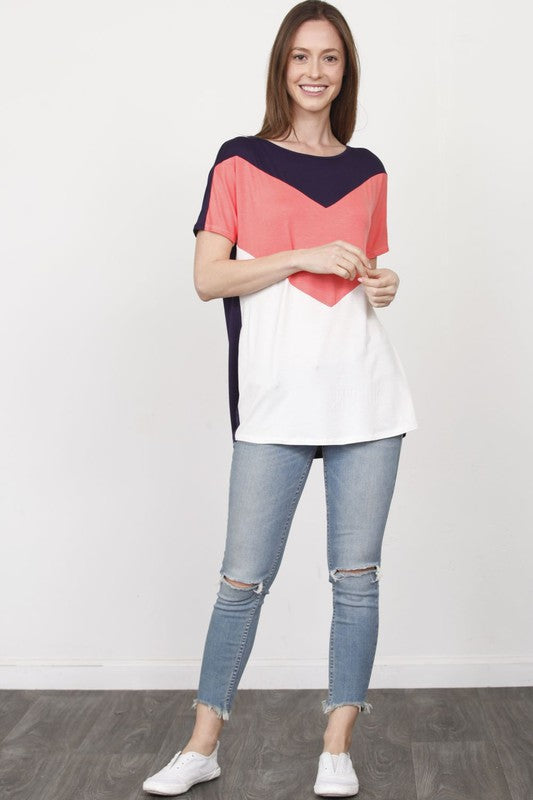 Chevron Color-Block Top