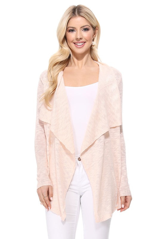 Draped Collar, Drape Front Sweater Cardigan