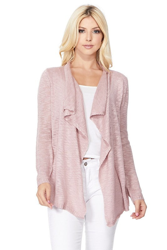 Draped Collar, Drape Front Sweater Cardigan