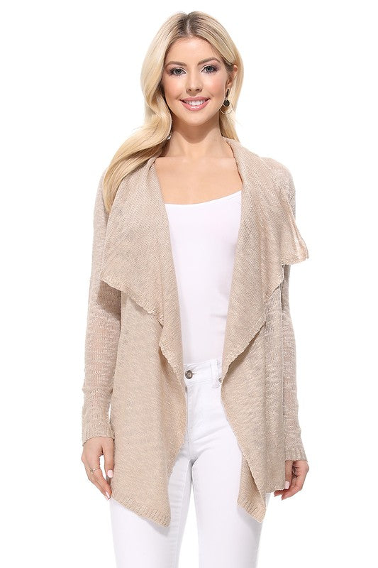 Draped Collar, Drape Front Sweater Cardigan