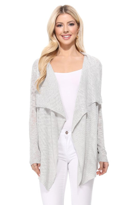 Draped Collar, Drape Front Sweater Cardigan