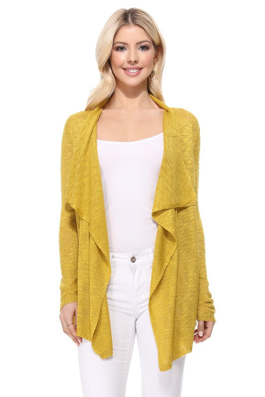 Draped Collar, Drape Front Sweater Cardigan