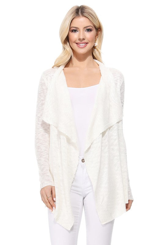 Draped Collar, Drape Front Sweater Cardigan