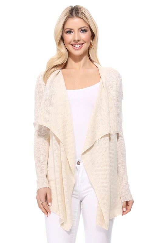 Draped Collar, Drape Front Sweater Cardigan