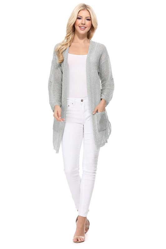 SS See Through Stitch Sweater Long Cardigan