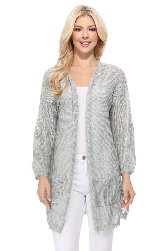 SS See Through Stitch Sweater Long Cardigan