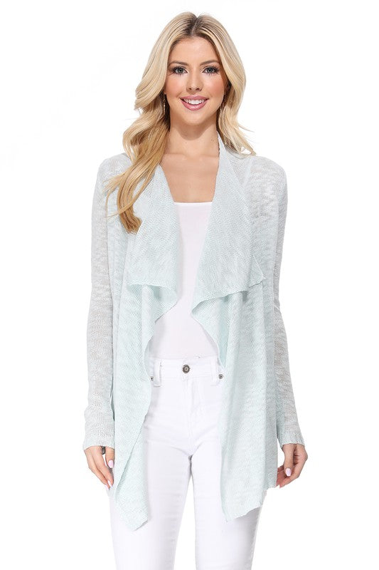 Draped Collar, Drape Front Sweater Cardigan