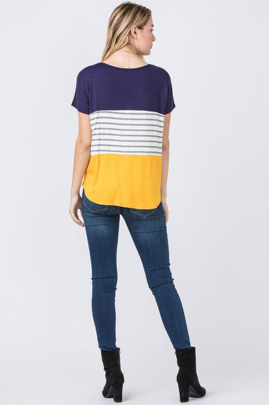 Three Color Block Tunic Top