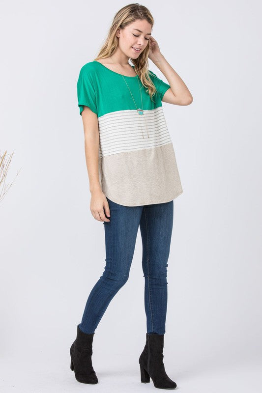 Three Color Block Tunic Top