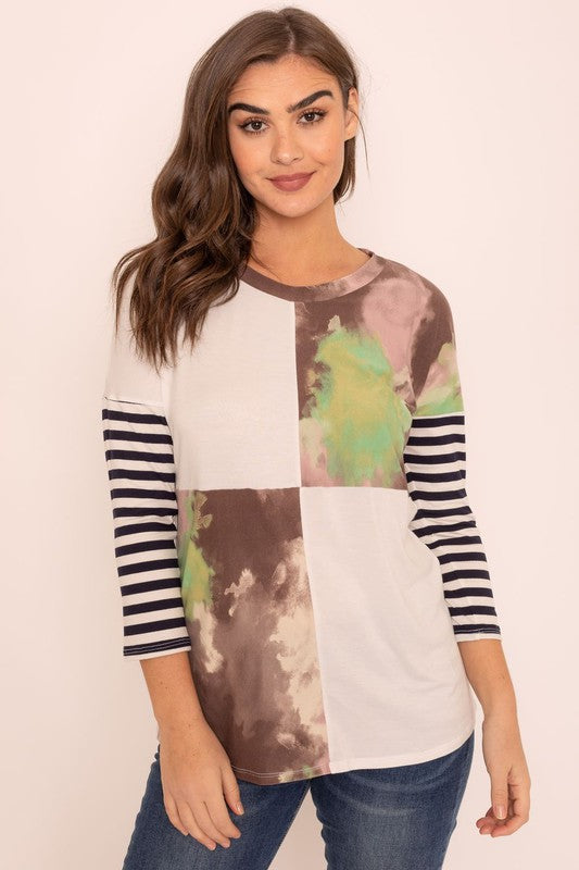 Tie Dye Color Block Tunic