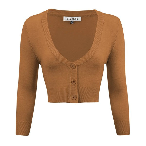 Women's Cropped Bolero 3/4 Sleeve Cardigan