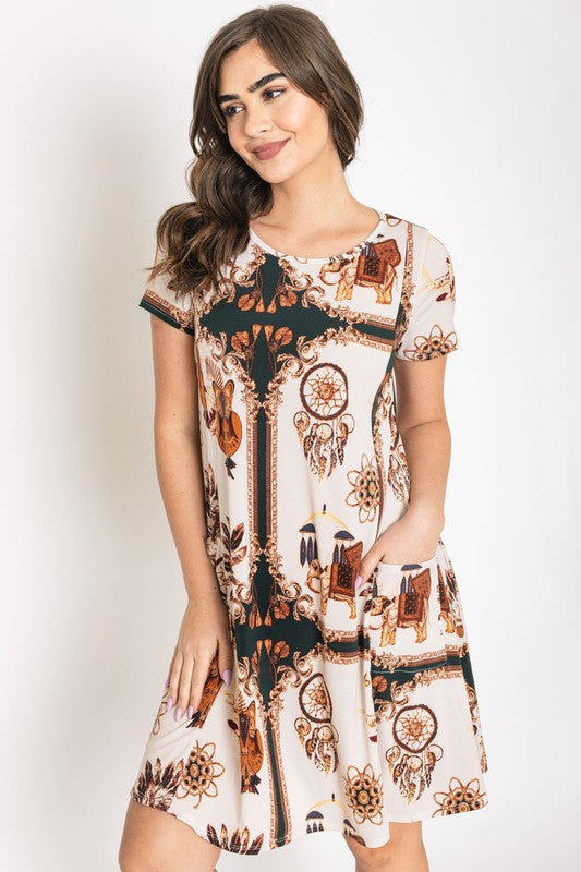 Dream Catcher Print Shift Dress