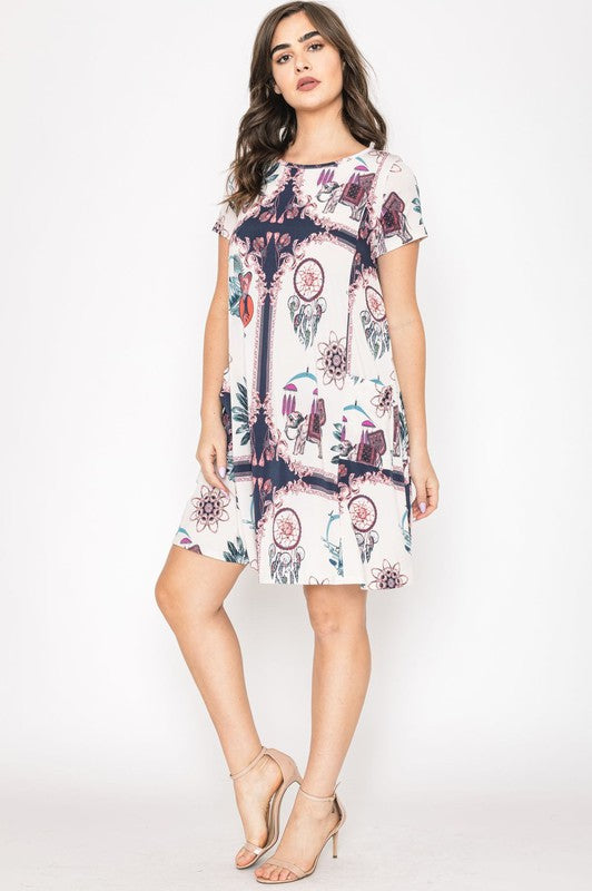 Dream Catcher Print Shift Dress