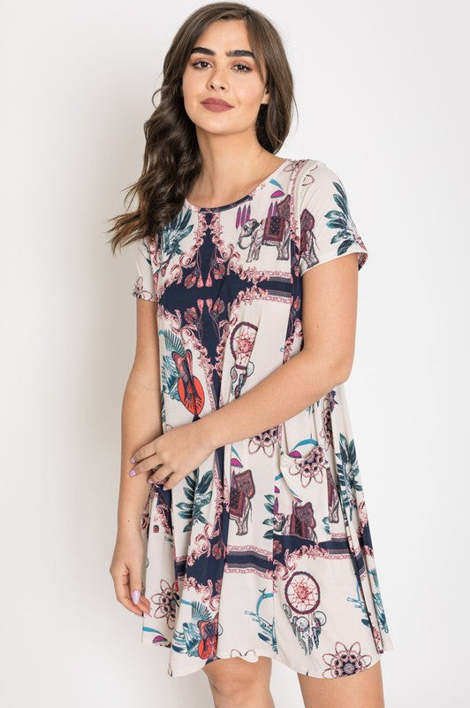 Dream Catcher Print Shift Dress