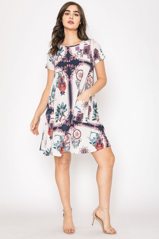 Dream Catcher Print Shift Dress