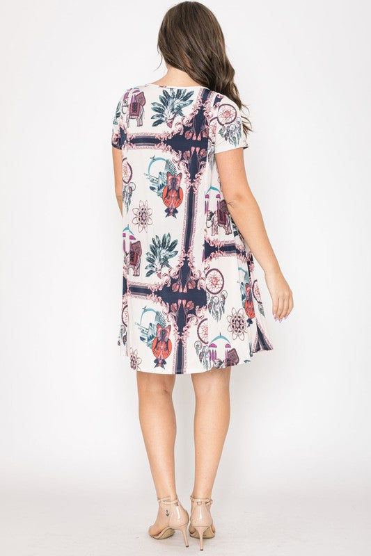 Dream Catcher Print Shift Dress