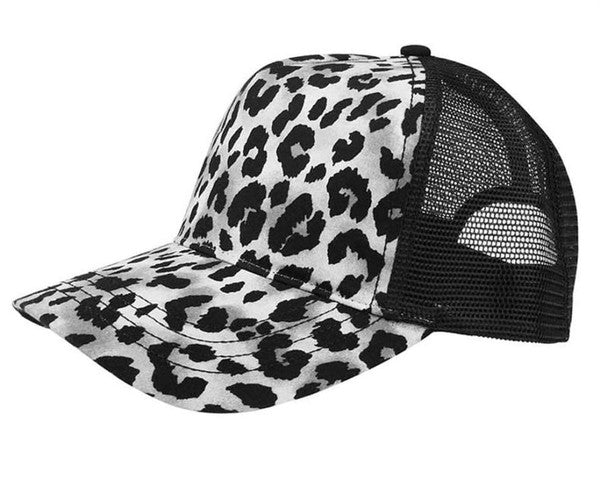 Silver Leopard Mesh Back Trucker Hat