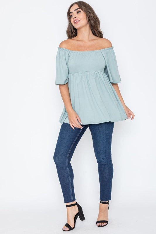 Solid Square Neck Babydoll Tunic