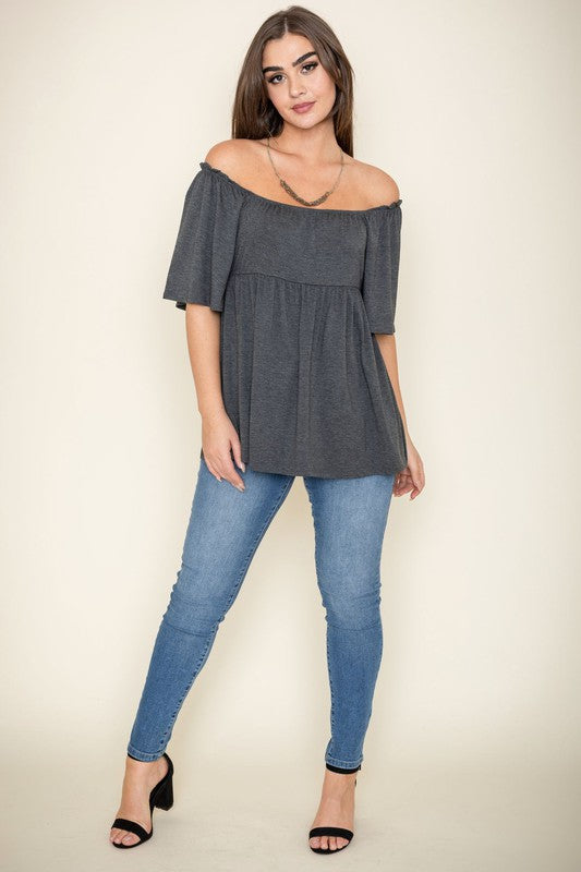 Solid Square Neck Babydoll Tunic