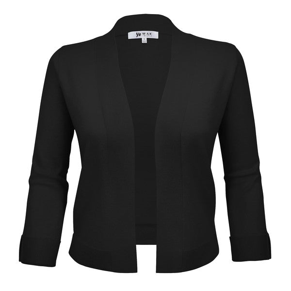 Open Front Cropped Bolero Shrug Cardigan