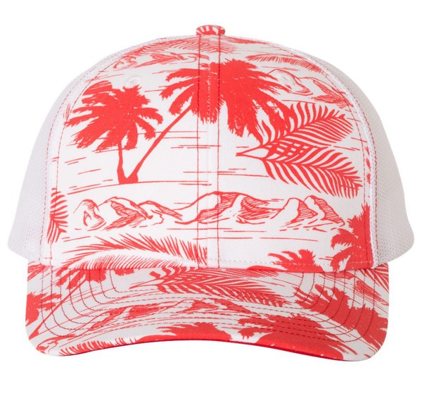 Bare Feet Only Red Island Print Trucker hat