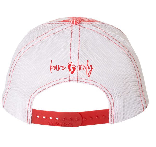 Bare Feet Only Red Island Print Trucker hat