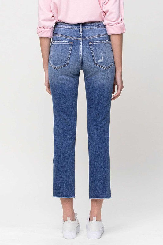 Mid-Rise Straight Crop Jeans