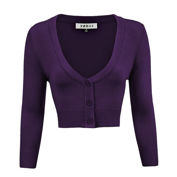 Women's Cropped Bolero 3/4 Sleeve Cardigan