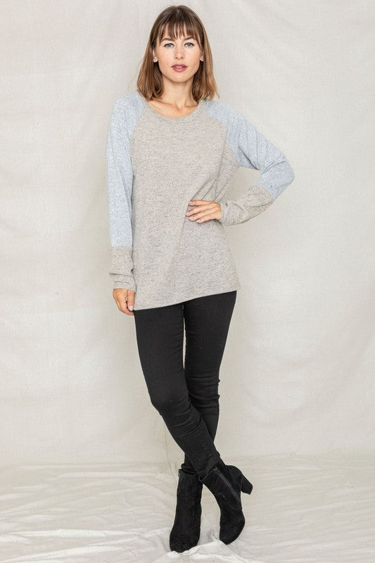 Solid Two Tone Raglan Tunic