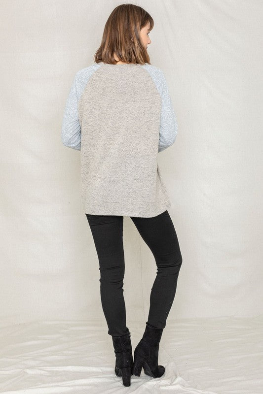 Solid Two Tone Raglan Tunic