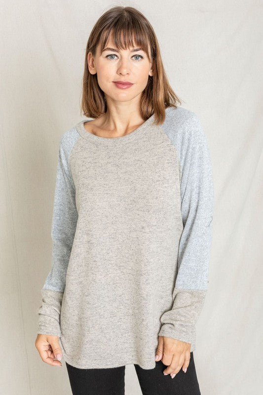 Solid Two Tone Raglan Tunic