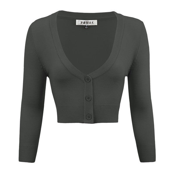 Women's Cropped Bolero 3/4 Sleeve Cardigan