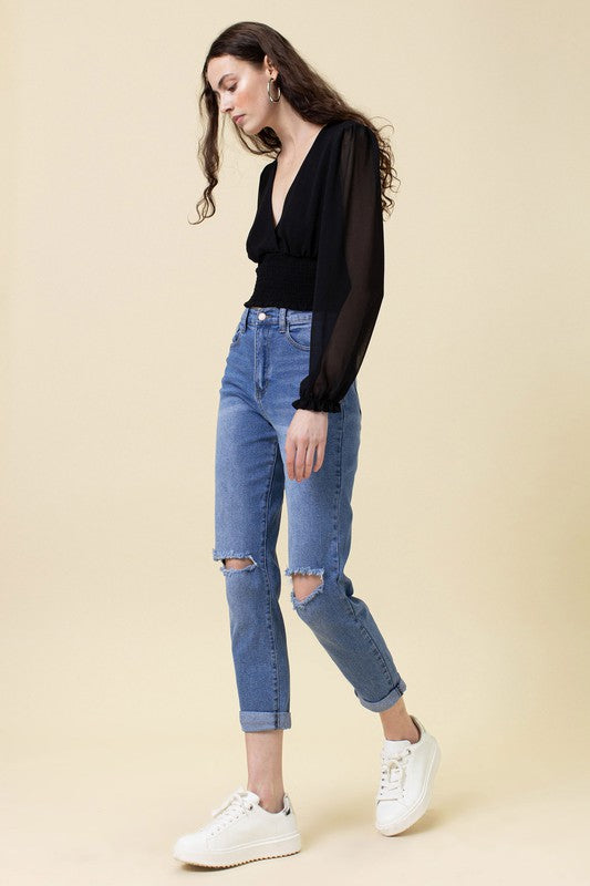 High Waisted Boyfriend Jeans