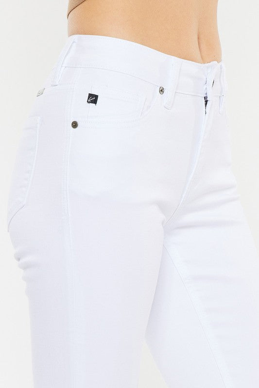 Mid Rise White Flare Jeans