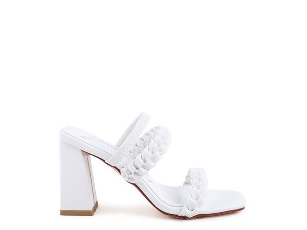 ARNIE BRAIDED BLOCK HEELED SLIDER SANDALS