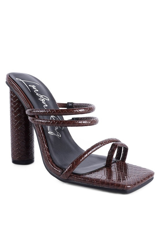 DANDELION HIGH BLOCK HEELED CROC SANDALS