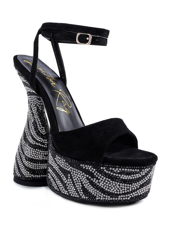 BACKSTAGE ULTRA HIGH PLATFORM DIAMANTE SANDALS