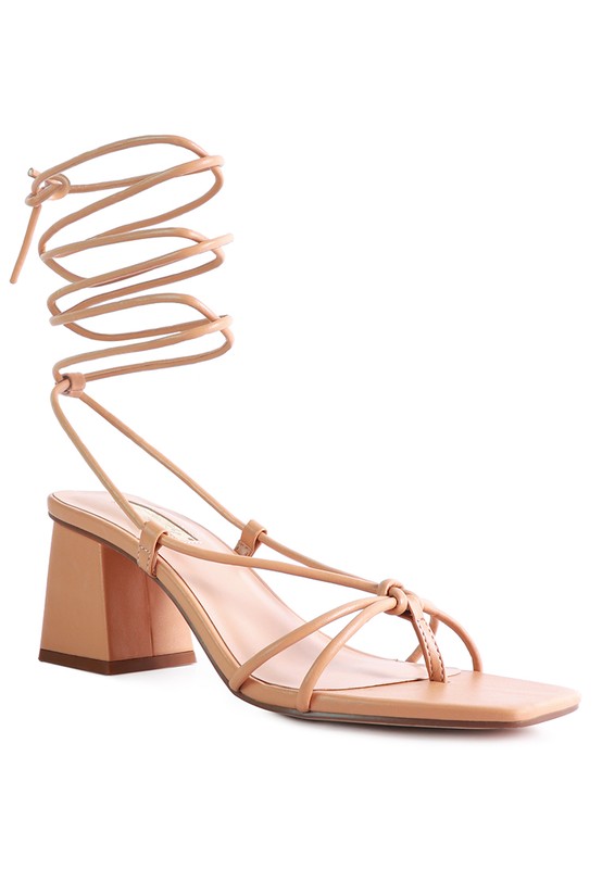 SPRUCE TIE UP BLOCK HEEL SANDALS