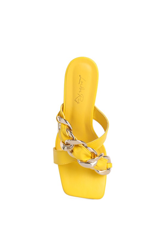 WANDY CLEAR HEEL CHAIN DETAIL SANDALS