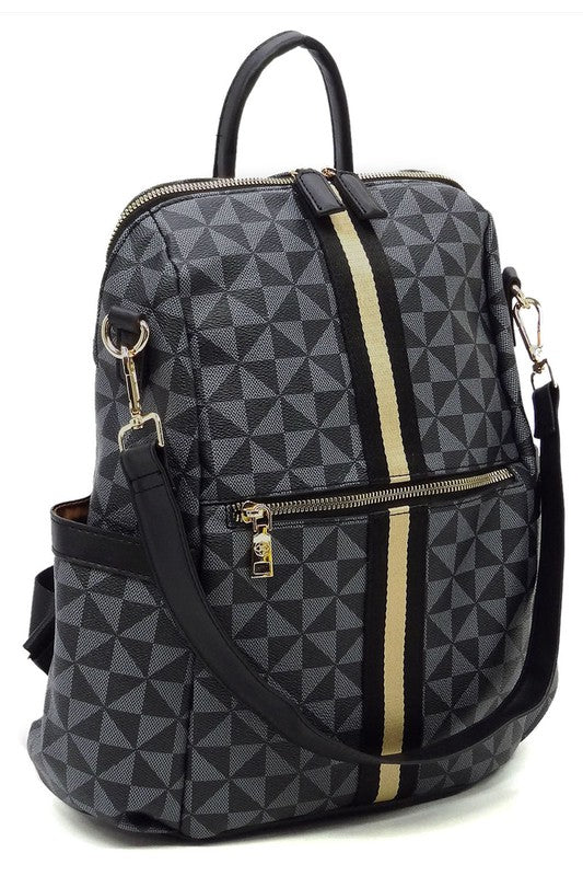 PM Monogram Striped Convertible Backpack