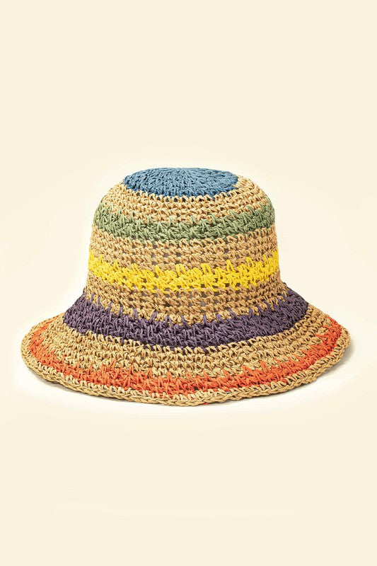 Packable crochet straw bucket hat