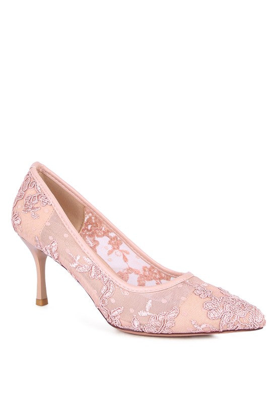 REUNION LACE STILETTO PARTY PUMPS