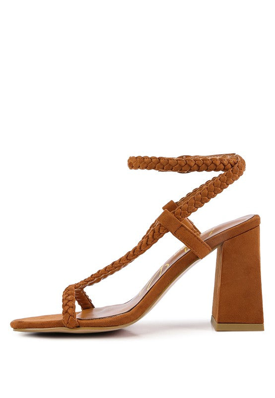 SMOOSH BRAIDED BLOCK HEEL SANDALS