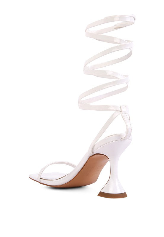 LEWK STRAPPY TIE UP SPOOL HEEL SANDALS