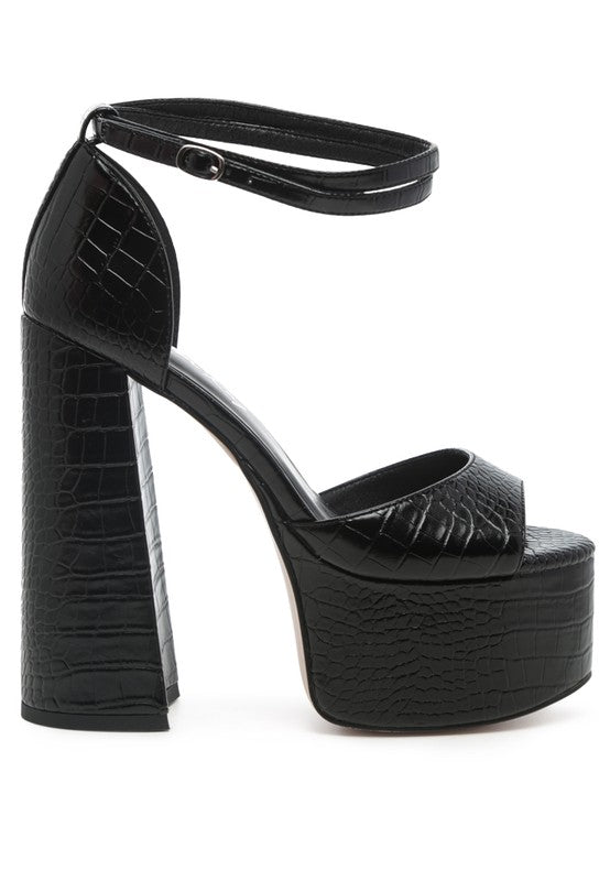 ALICE CROC PLATFORM HEELED SANDALS