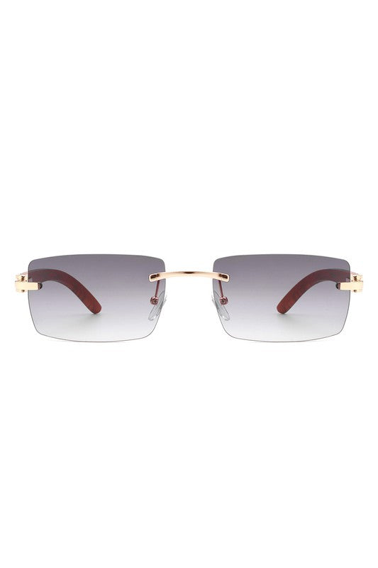 Rectangle Rimless Retro Tinted Sunglasses